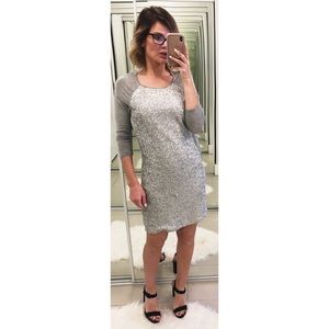 Ted Baker Wiyo Sequin Gray Panel Dress